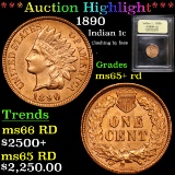 ***Auction Highlight*** 1890 Indian Cent 1c Graded Gem+ Unc RD By USCG (fc)