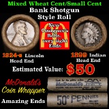 Mixed small cents 1c orig shotgun roll,1924-s Wheat Cent,1899 Indian Cent other end