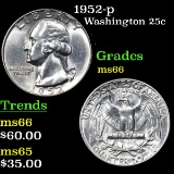 1952-p Washington Quarter 25c Grades GEM+ Unc