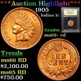 ***Auction Highlight*** 1905 Indian Cent 1c Graded Gem+ Unc RD By USCG (fc)
