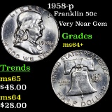1958-p Franklin Half Dollar 50c Grades Choice+ Unc