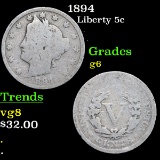 1894 Liberty Nickel 5c Grades g+