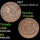 1817 Coronet Head Large Cent 1c Grades vf details