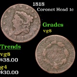 1818 Coronet Head Large Cent 1c Grades vg, very good