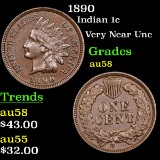 1890 Indian Cent 1c Grades Choice AU/BU Slider