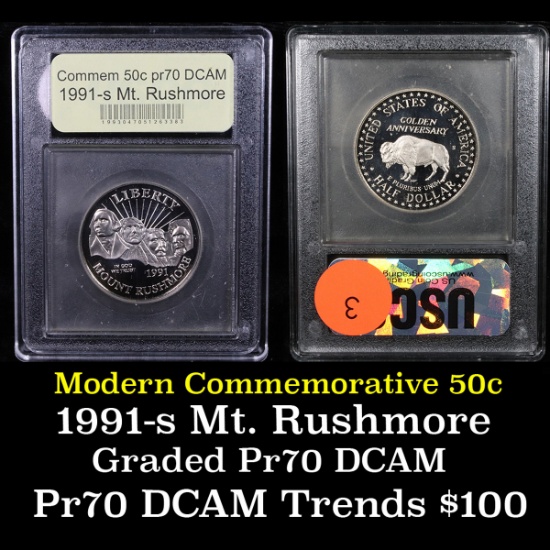 1991-s Mount Rushmore Modern Commem Half Dollar 50c Grades GEM++ Proof Deep Cameo