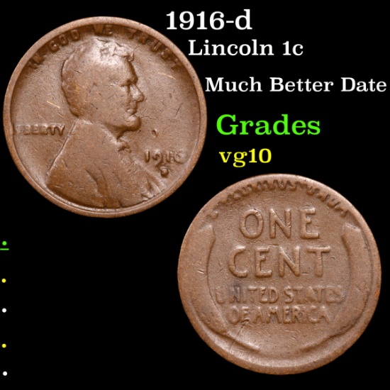 1916-d Lincoln Cent 1c Grades vg+