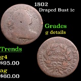 1802 Draped Bust Large Cent 1c Grades g details