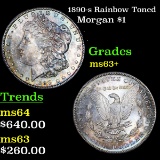 1890-s Rainbow Toned Morgan Dollar $1 Grades Select+ Unc