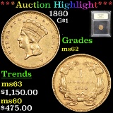 ***Auction Highlight*** 1860 Gold Dollar $1 Graded Select Unc By USCG (fc)