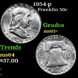 1954-p Franklin Half Dollar 50c Grades Select+ Unc