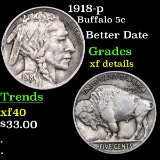 1918-p Buffalo Nickel 5c Grades xf details