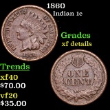 1860 Indian Cent 1c Grades xf details