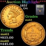 ***Auction Highlight*** 1857 Gold Dollar $1 Graded Select Unc By USCG (fc)
