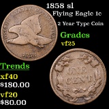 1858 sl Flying Eagle Cent 1c Grades vf+