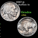 1917-p Buffalo Nickel 5c Grades vf++