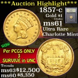 ***Auction Highlight*** 1857-c Gold Dollar $1 Graded BU By USCG (fc)