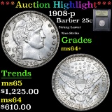***Auction Highlight*** 1908-p Barber Quarter 25c Graded Choice+ Unc By USCG (fc)