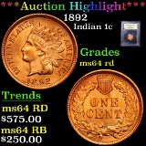 ***Auction Highlight*** 1892 Indian Cent 1c Graded Choice Unc RD By USCG (fc)