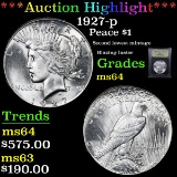 ***Auction Highlight*** 1927-p Peace Dollar $1 Graded Choice Unc By USCG (fc)