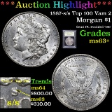 ***Auction Highlight*** 1887-s/s Top 100 Vam 2 Morgan Dollar $1 Graded Select+ Unc By USCG (fc)