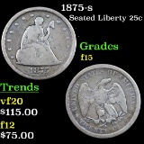 1875-s Seated Liberty Quarter 25c Grades f+