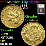 ***Auction Highlight*** 1878 G$3 3 Graded vf details By USCG (fc)