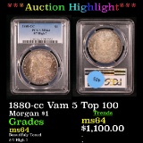 ***Auction Highlight*** PCGS 1880-cc Vam 5 Top 100 Morgan Dollar $1 Graded ms64 By PCGS (fc)