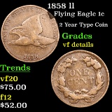1858 ll Flying Eagle Cent 1c Grades vf details