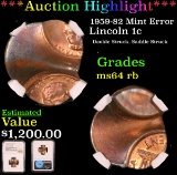 ***Auction Highlight*** NGC 1959-82 Mint Error Lincoln Cent 1c Graded ms64 rb By NGC (fc)