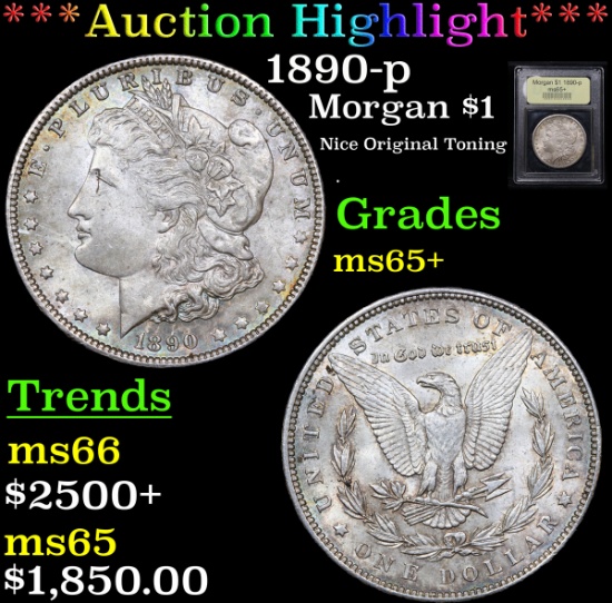 ***Auction Highlight*** 1890-p Morgan Dollar $1 Graded GEM+ Unc By USCG (fc)
