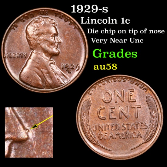 1929-s Lincoln Cent 1c Grades Choice AU/BU Slider