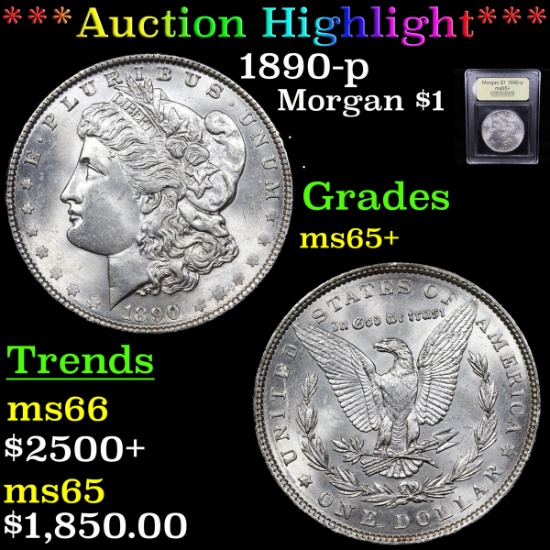 ***Auction Highlight*** 1890-p Morgan Dollar $1 Graded GEM+ Unc By USCG (fc)