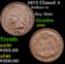 1873 Closed 3 Indian Cent 1c Grades xf+
