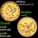 1856-p Gold Liberty Quarter Eagle $2 1/2 Grades Choice AU