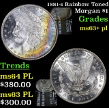 1881-s Rainbow Toned Morgan Dollar $1 Grades Select Unc+ PL
