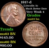 1917-d Lincoln Cent 1c Grades Select Unc BN
