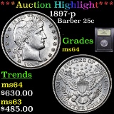 ***Auction Highlight*** 1897-p Barber Quarter 25c Graded Choice Unc By USCG (fc)