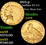 1915-p Gold Indian Quarter Eagle $2 1/2 Grades Choice AU/BU Slider