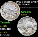 1916-s Mint Error Buffalo Nickel 5c Grades Choice AU/BU Slider