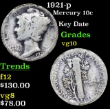 1921-p Mercury Dime 10c Grades vg+