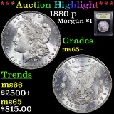 ***Auction Highlight*** 1880-p Morgan Dollar $1 Graded GEM+ Unc by USCG (fc)