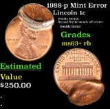 1988-p Mint Error Lincoln Cent 1c Grades Select+ Unc RB