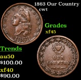 1863 Our Country Civil War Token 1c Grades xf+