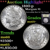 ***Auction Highlight*** 1890-p Morgan Dollar $1 Graded GEM+ Unc By USCG (fc)