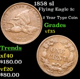 1858 sl Flying Eagle Cent 1c Grades vf++