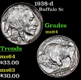 1938-d Buffalo Nickel 5c Grades Choice Unc