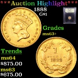 ***Auction Highlight*** 1888 Gold Dollar $1 Graded Select+ Unc By USCG (fc)