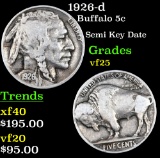 1926-d Buffalo Nickel 5c Grades vf+