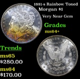 1881-s Rainbow Toned Morgan Dollar $1 Grades Choice+ Unc